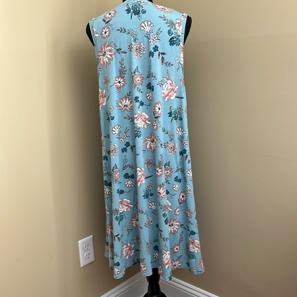 LOFT Tank Dress Floral Print Light Blue Size XL - Picture 2 of 7